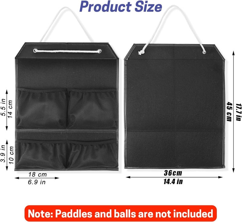VISEMAN Ping Pong Storage Rack, Table Tennis Racket Holder Wall Mount Organizer for 4 Paddles and Balls - Image 2